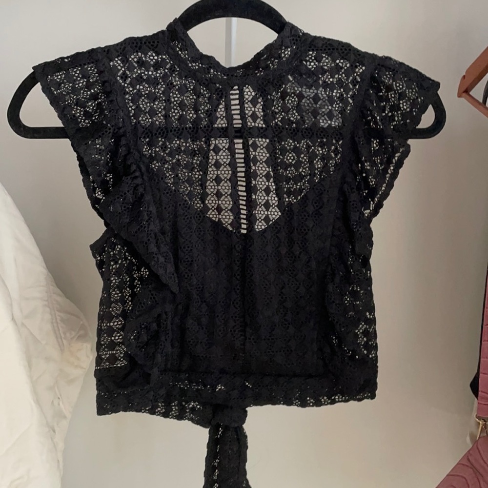 Sexy lace lined top with open back